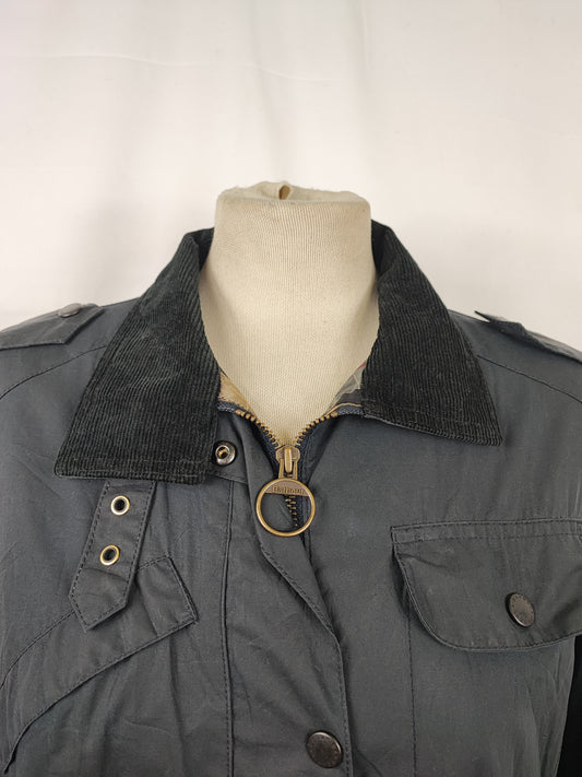 Barbour Giacca corta blu cerata Flyweight Amelia Tg.44/46 Navy Wax Flyweight Amelia Uk16