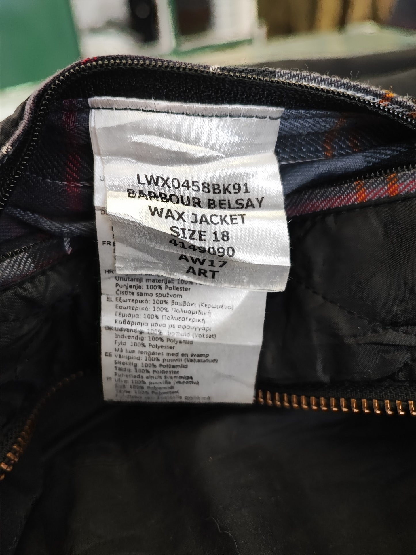 Giacca Barbour Belsay Unisex nera Uk18 tg. 48 ita Black Waxed Unisex Coat size UK18