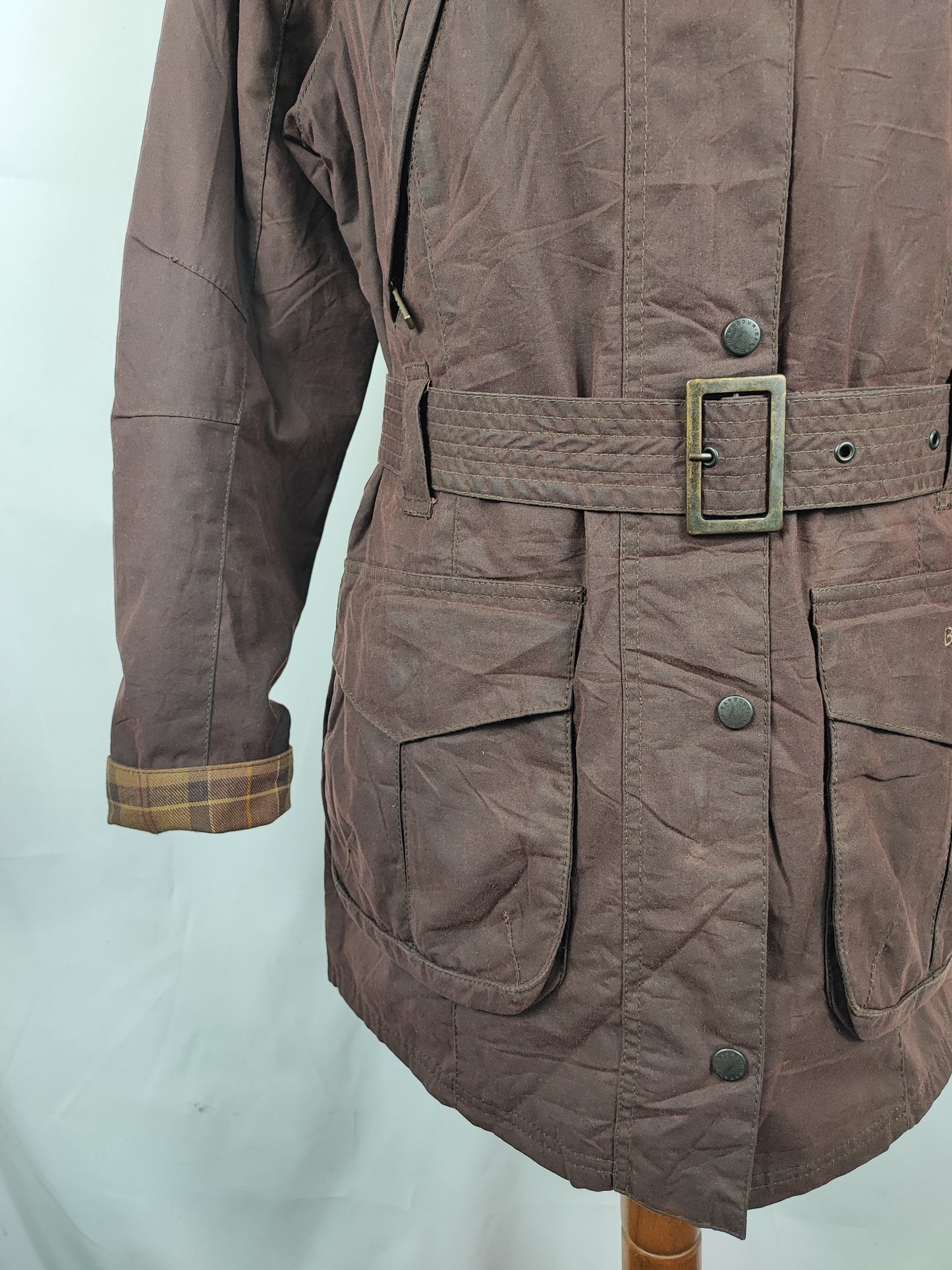 Giacca Barbour cerata marrone Rebel UK16 tg. 44/46 Brown Wax Rebel jacket size uk16