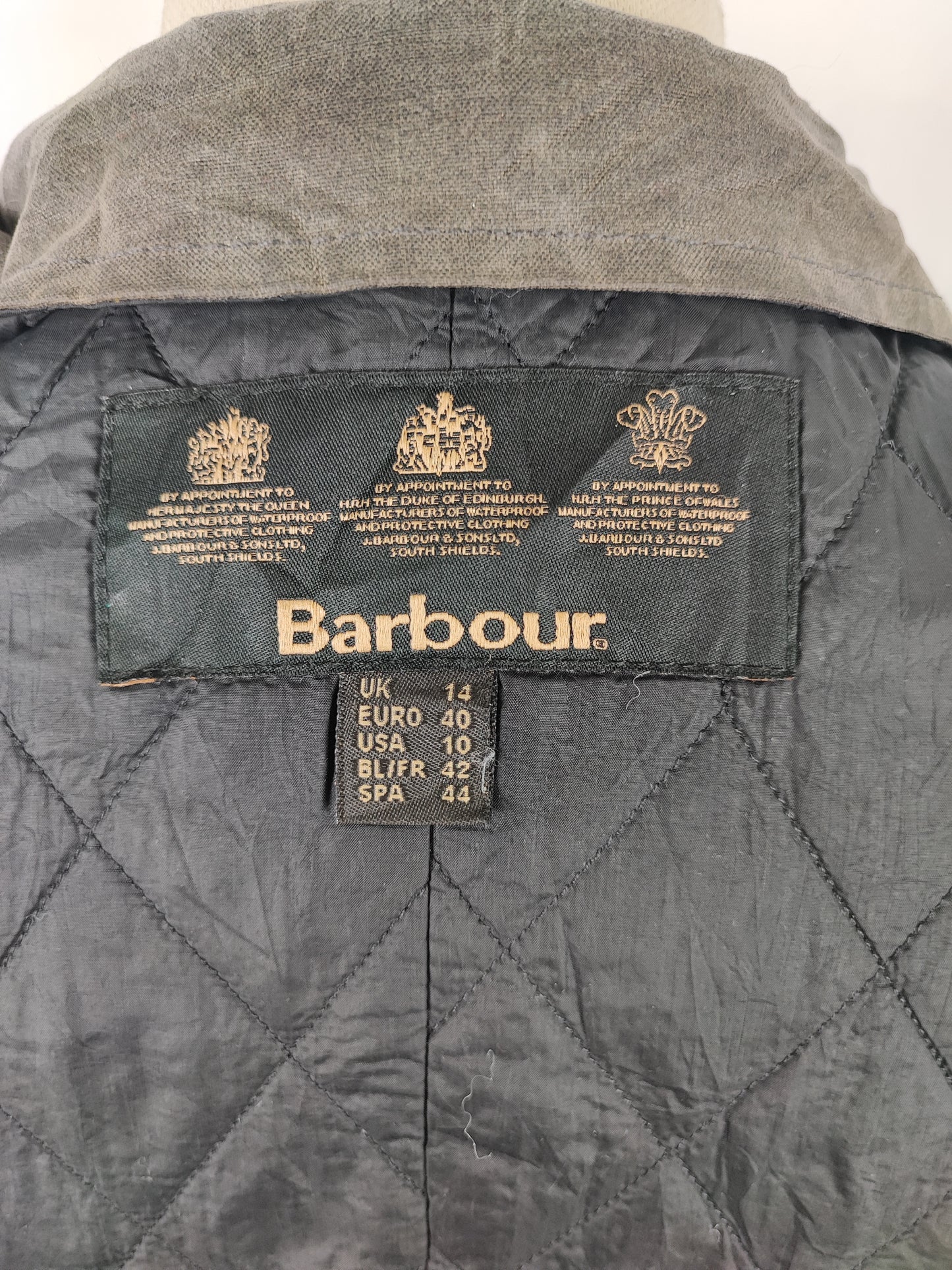 Giacca Barbour corta nera da donna cerata Medum Uk14  Lady short Duffle jacket black size uk14
