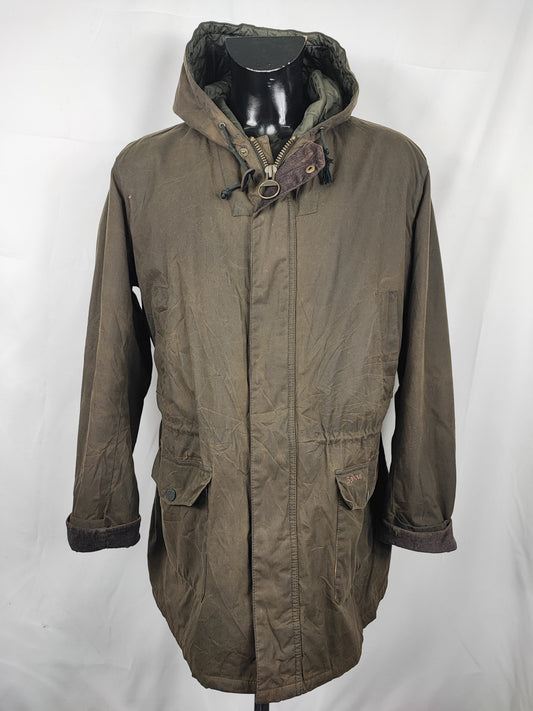 Parka Barbour uomo verde cerato Catton XLarge - Green Man Catton wax jacket with hood size XL
