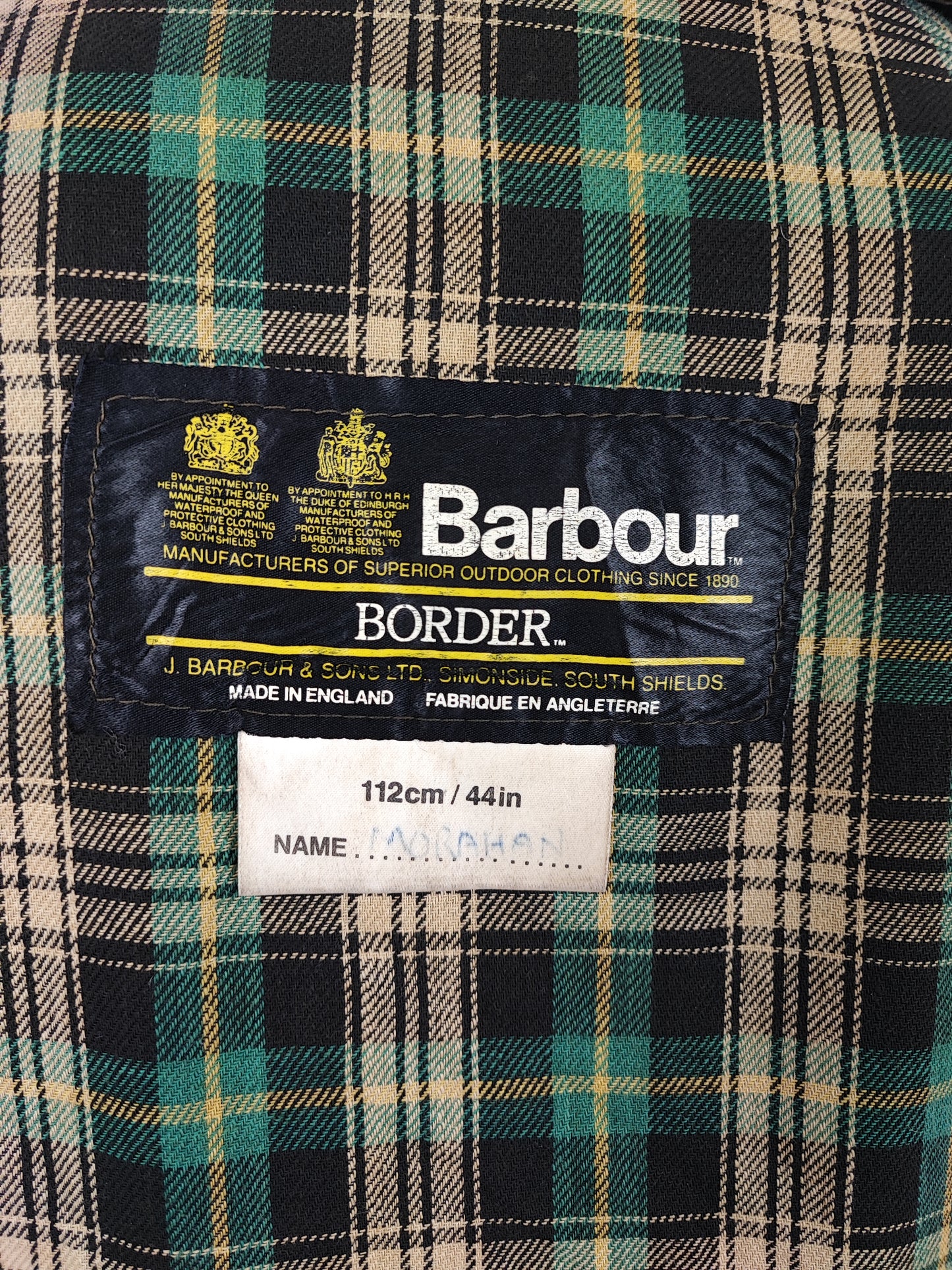 Barbour Uomo Border vintage verde Cerato C44/112cm Green Border Wax Coat Large XLarge