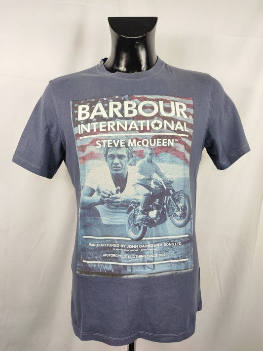 T-shirt Barbour Steve Mc Queen blu da uomo in cotone taglia Medium
