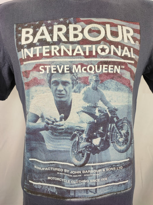 T-shirt Barbour Steve Mc Queen blu da uomo in cotone taglia Medium