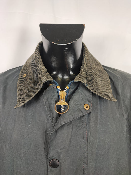 Giacca Barbour Border blu Vintage Cerata C46/117 cm - Navy wax border coat C46 size XL comoda