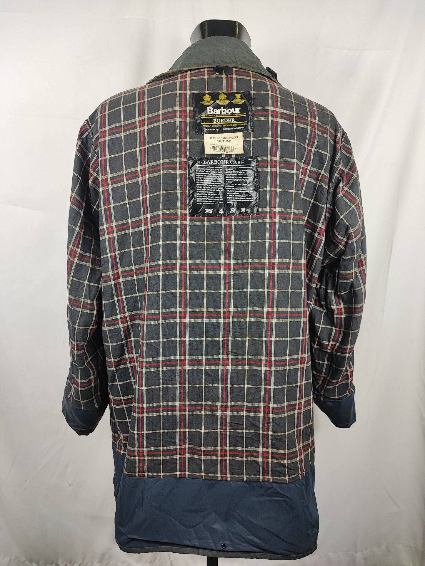 Giacca Barbour Border blu Vintage Cerata C46/117 cm - Navy wax border coat C46 size XL comoda