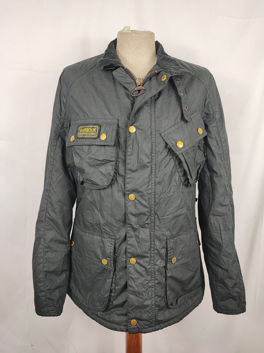 Giacca Barbour International Donna Medium UK12 -Lady Black Vintage International Jacket Size uk12