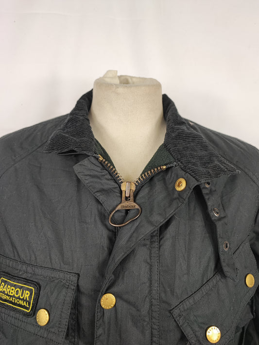 Giacca Barbour International Donna Medium UK12 -Lady Black Vintage International Jacket Size uk12