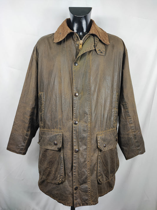 Barbour Uomo Border vintage verde Cerato C44/112cm Green Border Wax Coat Large XLarge