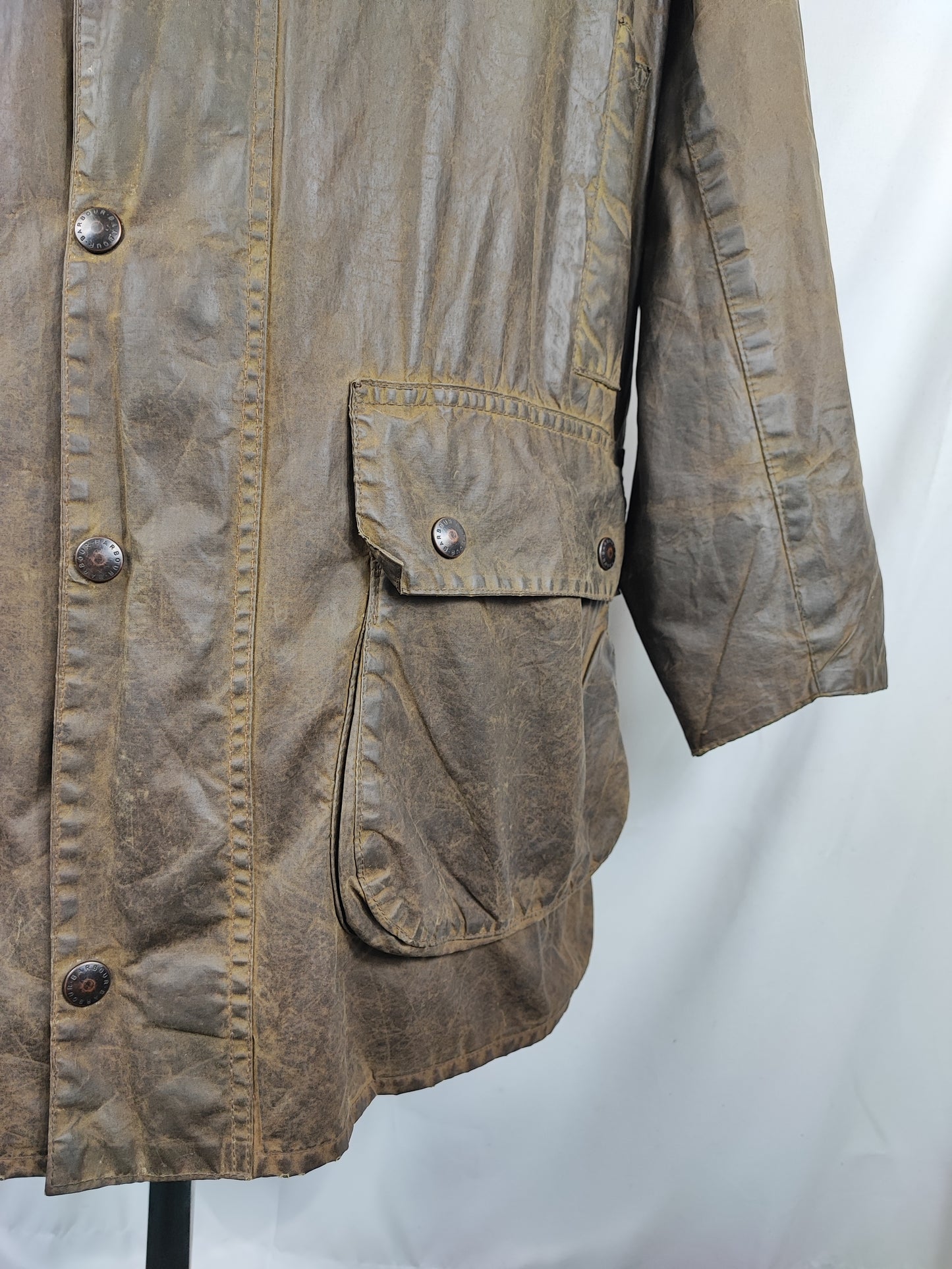 Barbour Uomo Border vintage verde Cerato C44/112cm Green Border Wax Coat Large XLarge