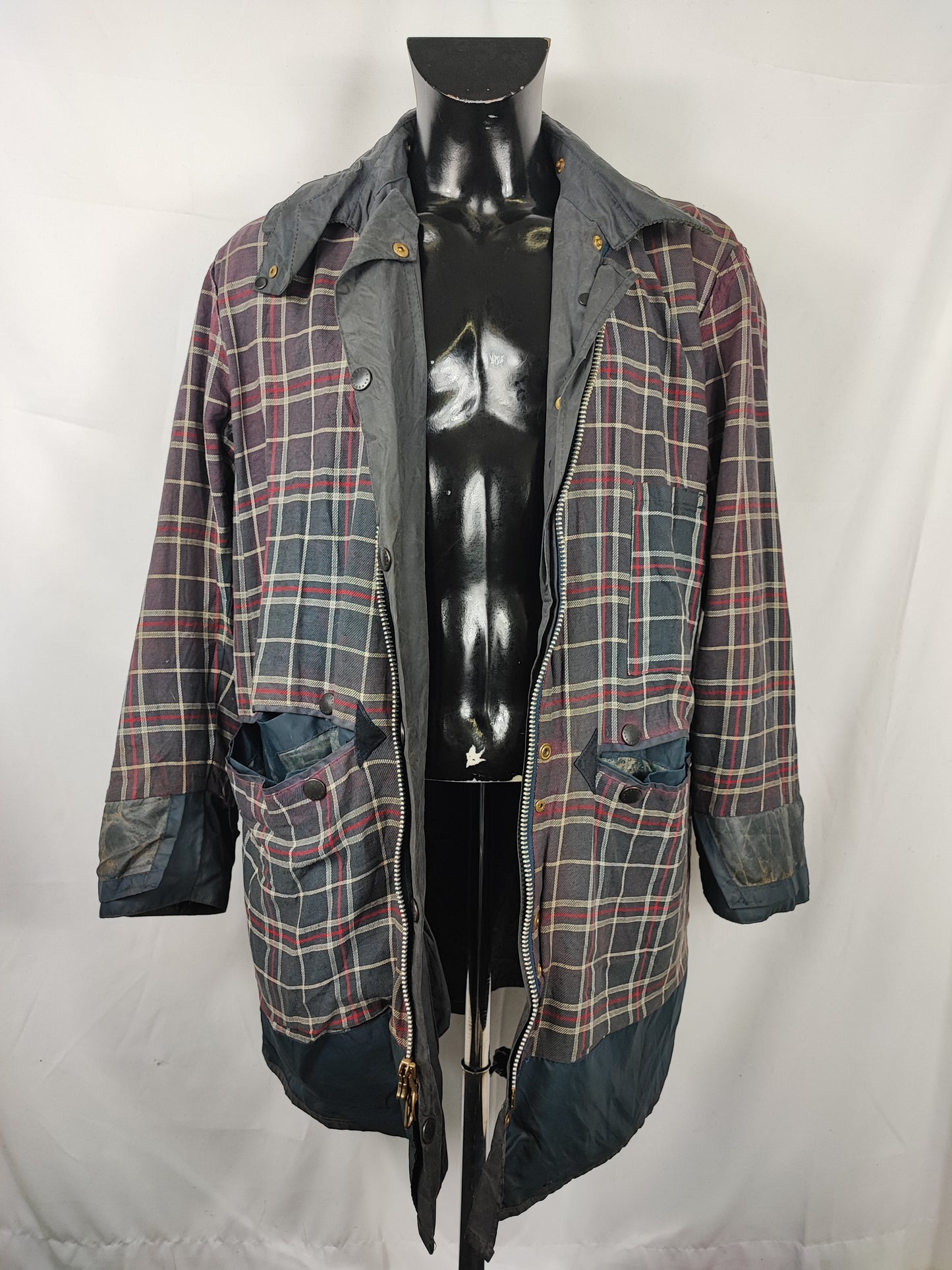 Barbour Vintage Border Blu cotone Cerato C40/102cm Man Vintage Navy Border Coat size Medium