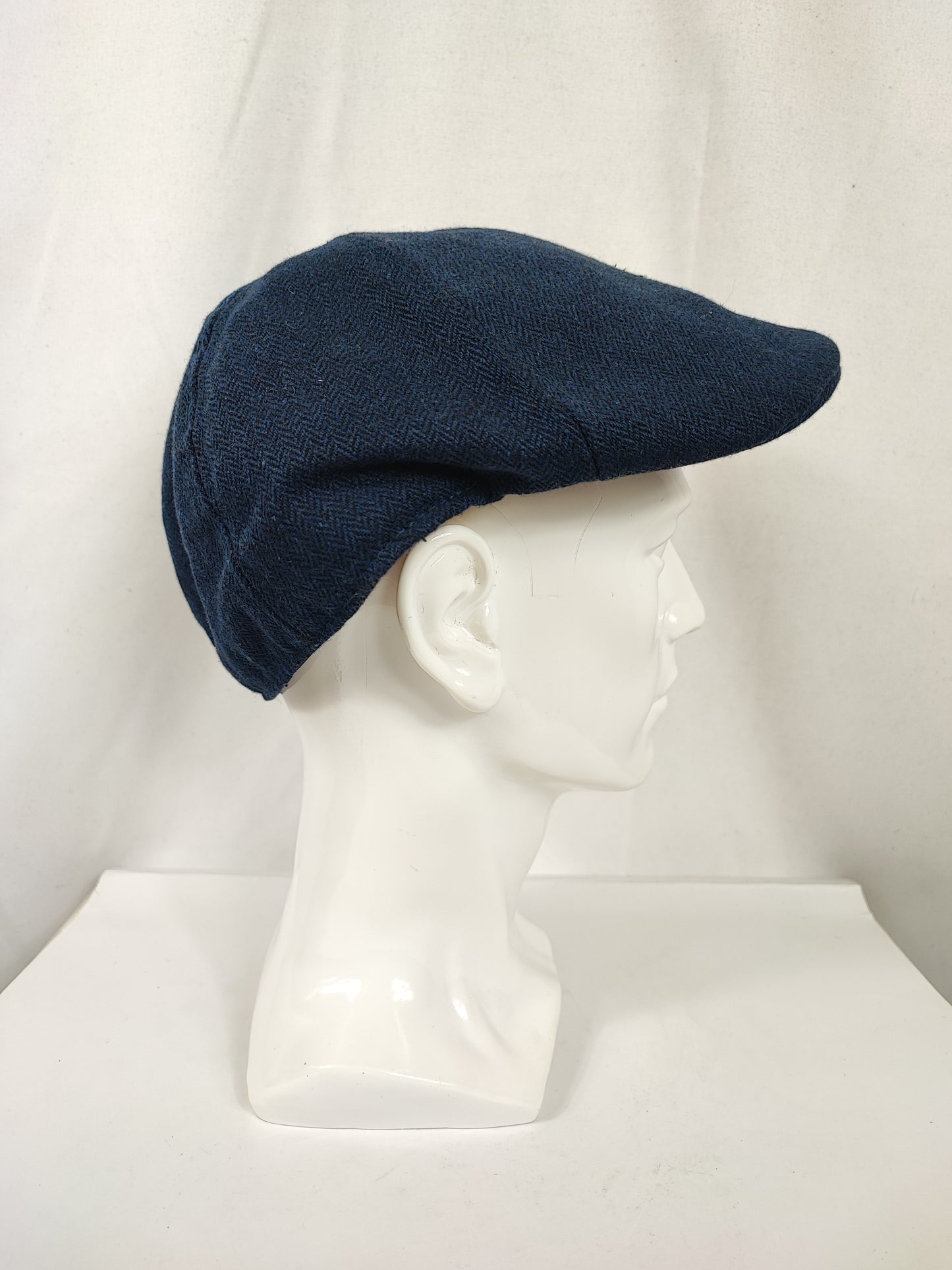 Coppola nuova inglese in lana a 6 spicchi blu spigato  - Six panel Wool Duckbill English cap