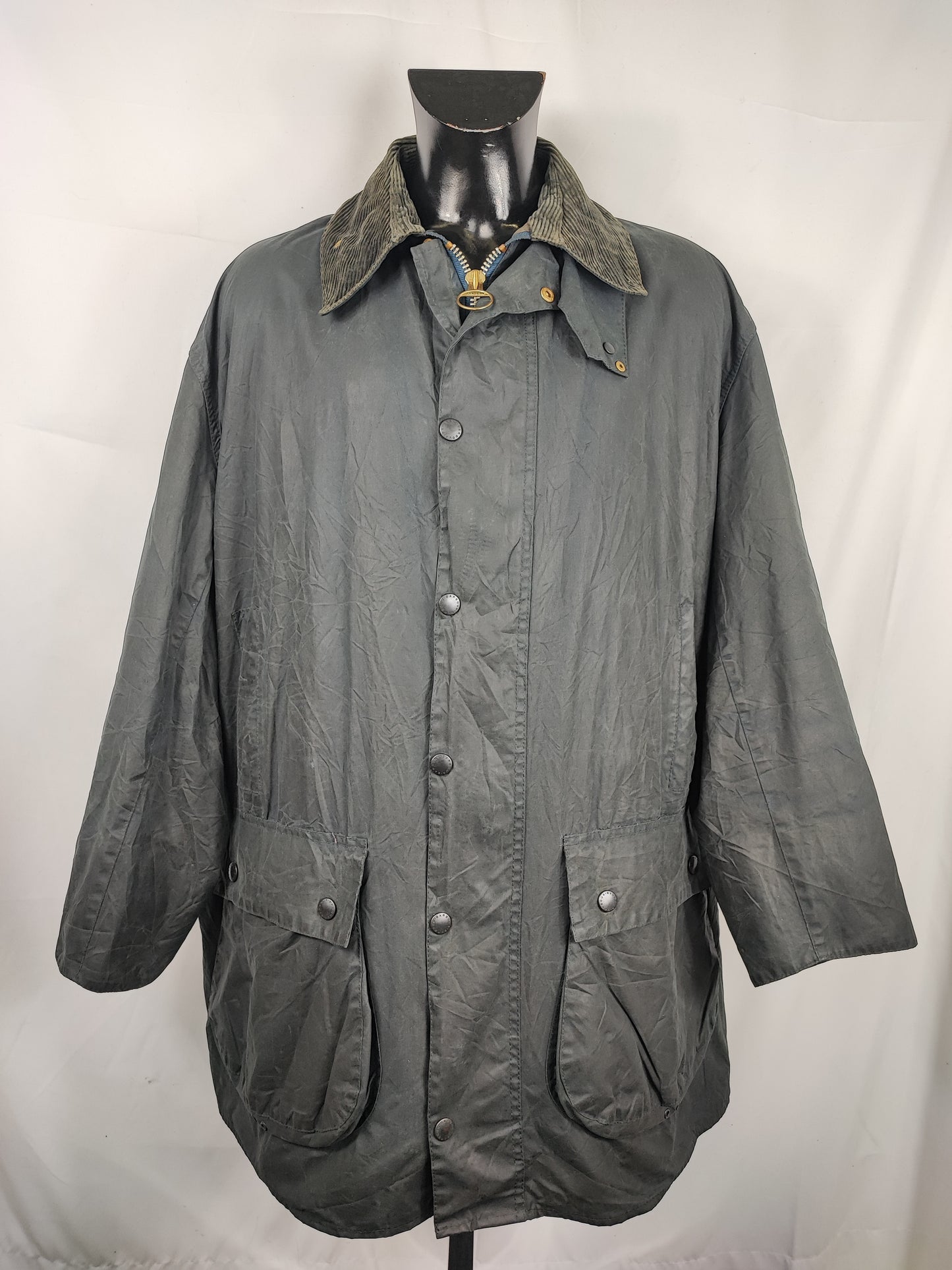 Barbour Giacca Uomo Border blu Vintage C48/122cm Xlarge comoda-Navy wax Vintage Border Coat size XL - Shop In London