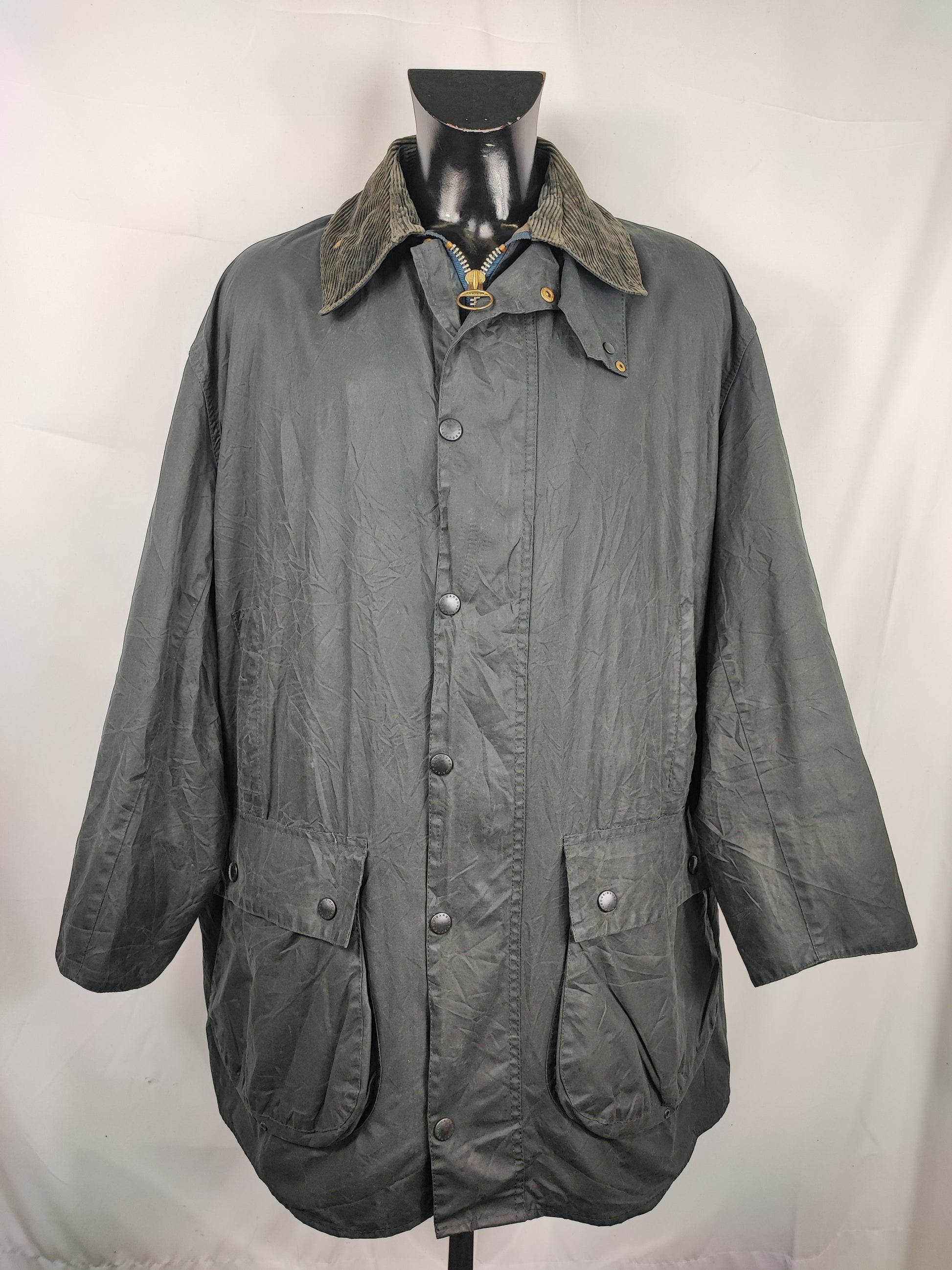 Barbour Giacca Uomo Border blu Vintage C48/122cm Xlarge comoda-Navy wax Vintage Border Coat size XL - Shop In London