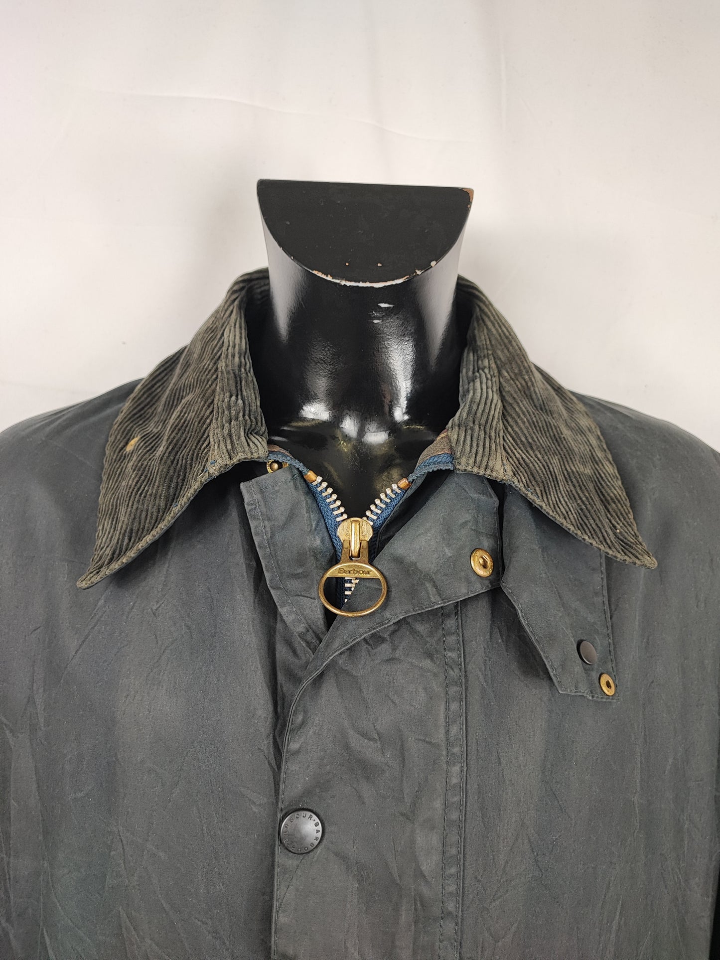Barbour Giacca Uomo Border blu Vintage C48/122cm Xlarge comoda-Navy wax Vintage Border Coat size XL - Shop In London