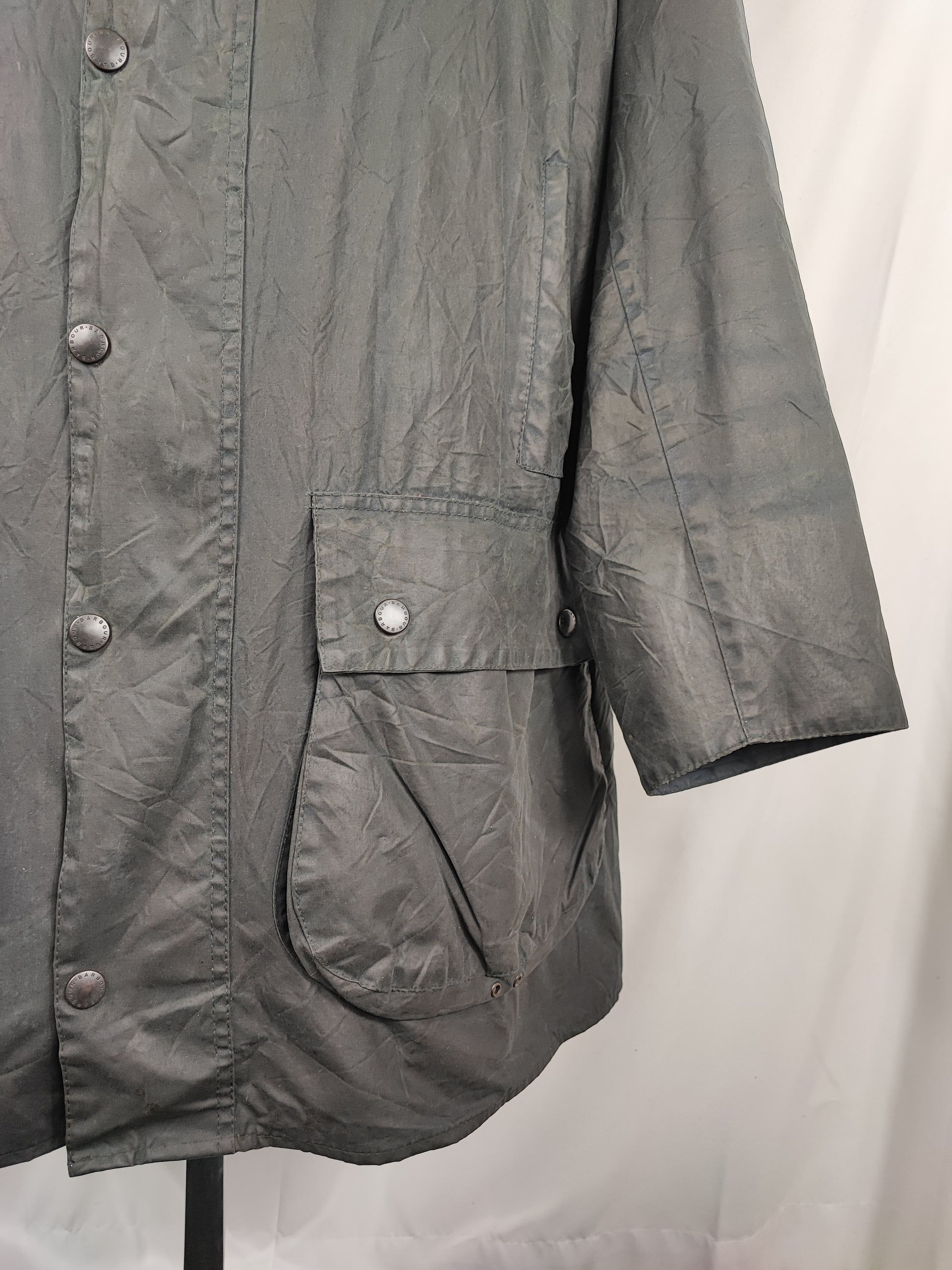 Barbour Giacca Uomo Border blu Vintage C48/122cm Xlarge comoda-Navy wax Vintage Border Coat size XL - Shop In London