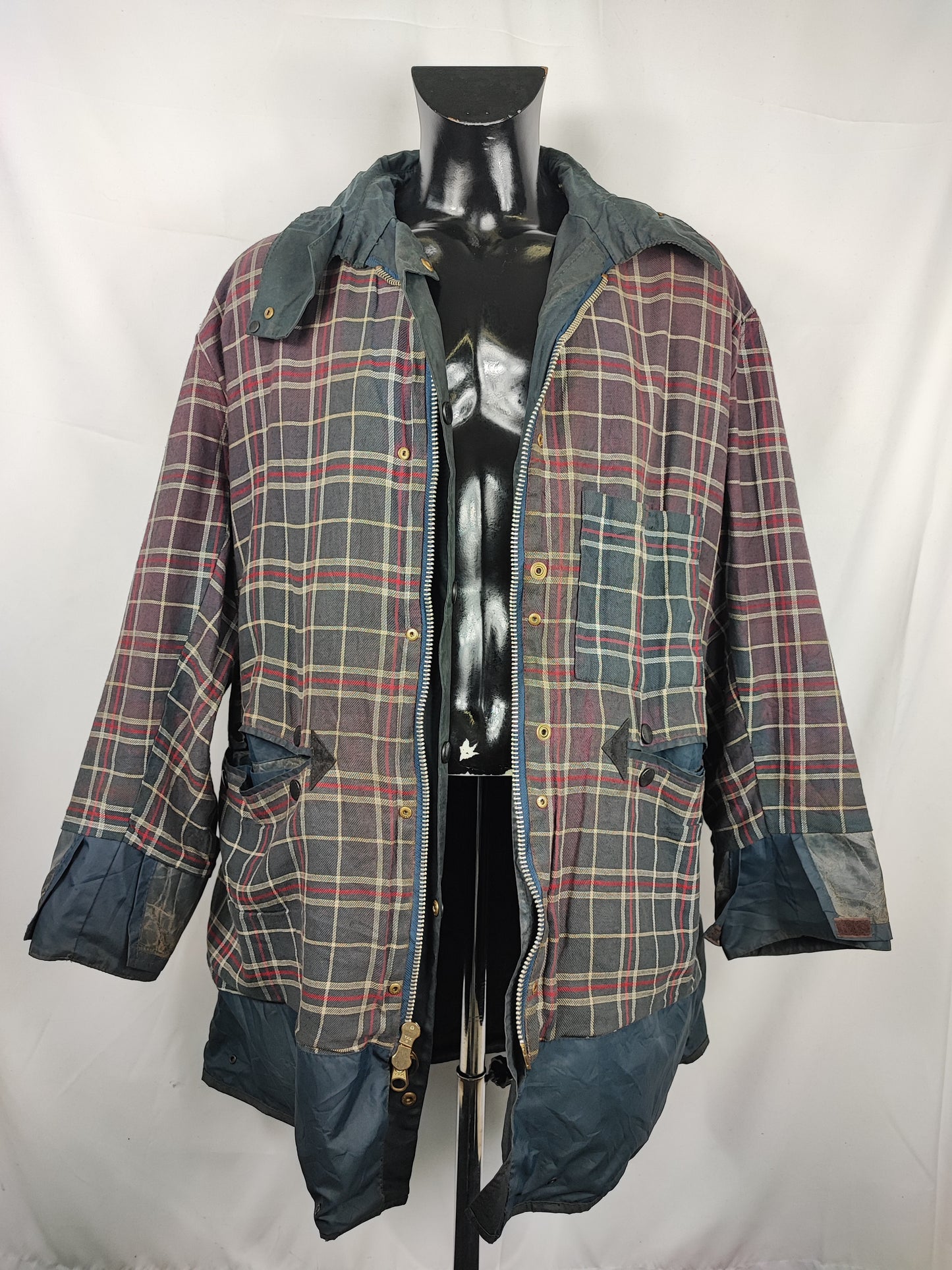 Barbour Giacca Uomo Border blu Vintage C48/122cm Xlarge comoda-Navy wax Vintage Border Coat size XL - Shop In London
