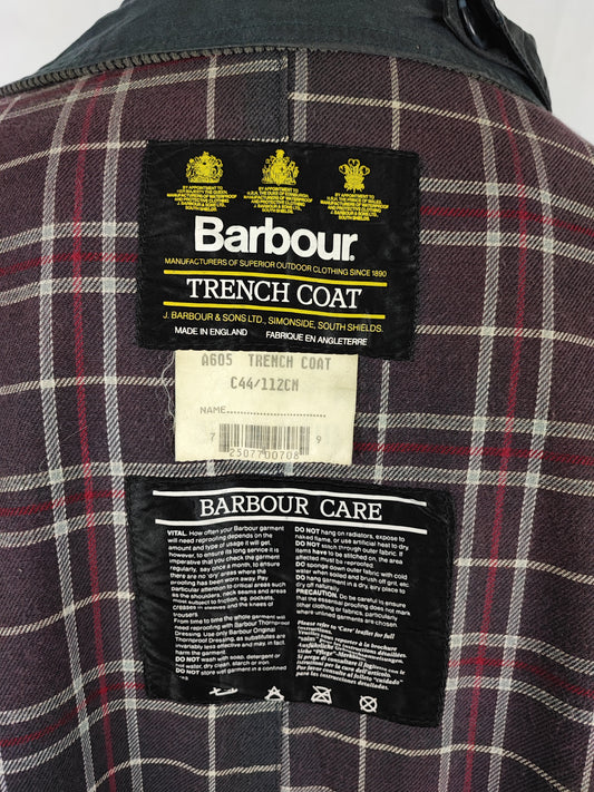 RARO Barbour A605 Trench Coat blu cerato C44/112 cm Waxed  Navy Trench Coat Large/XL