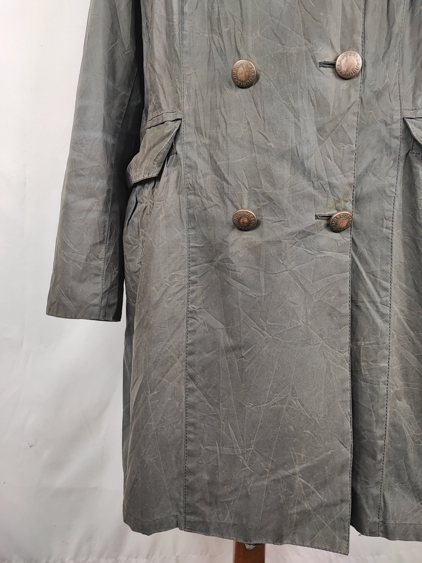 Trench Barbour blu donna modello Addington  Uk16 Navy wax lady trench uk16 tg. 44/46