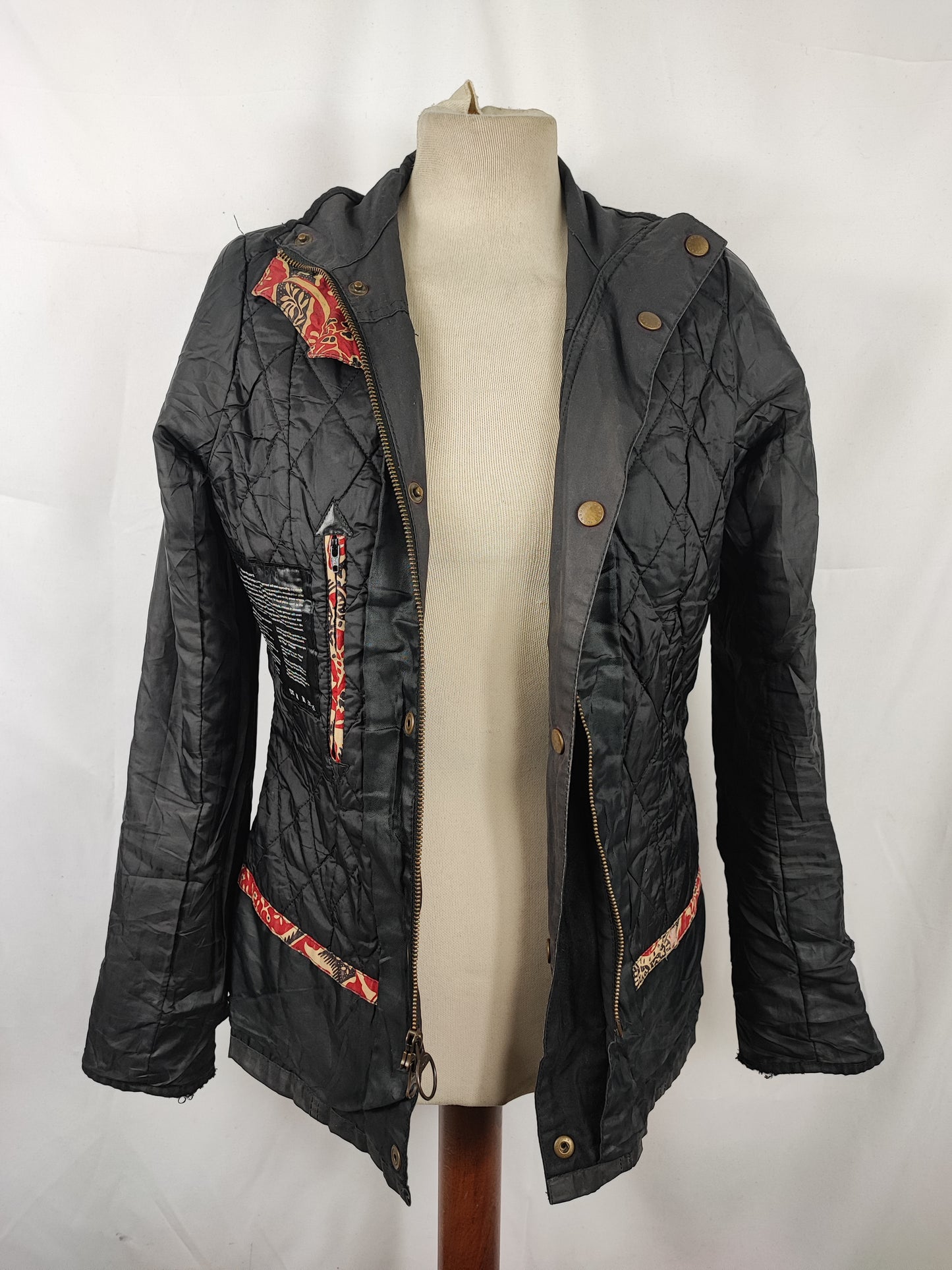 Barbour Giacca corta nera donna Tg. 40 Morris Black Wax Utility Jacket Size UK10 Small