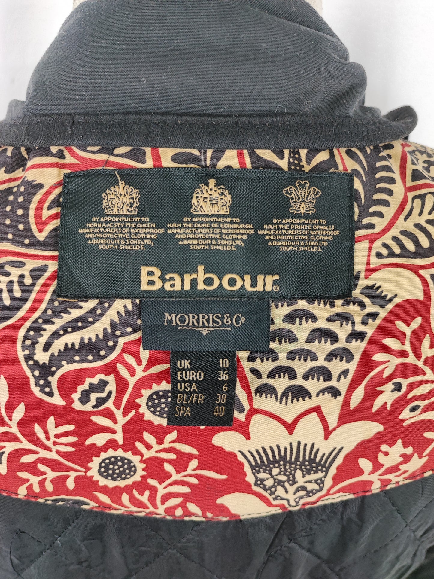 Barbour Giacca corta nera donna Tg. 40 Morris Black Wax Utility Jacket Size UK10 Small