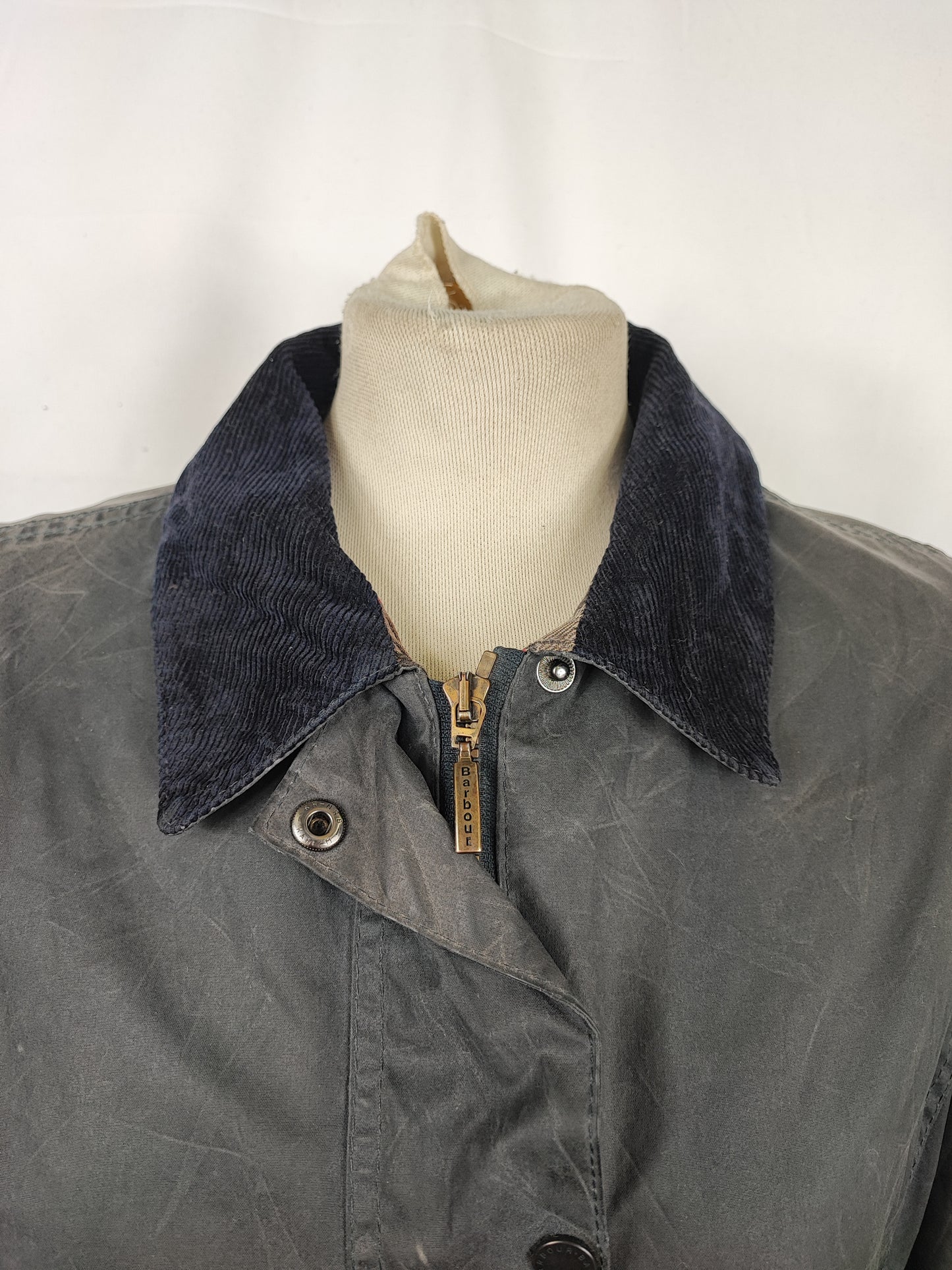 Giacca Barbour Blu Newmarket mac cerato Donna Tg.40 Navy Wax Lady Jacket Size UK10 Small