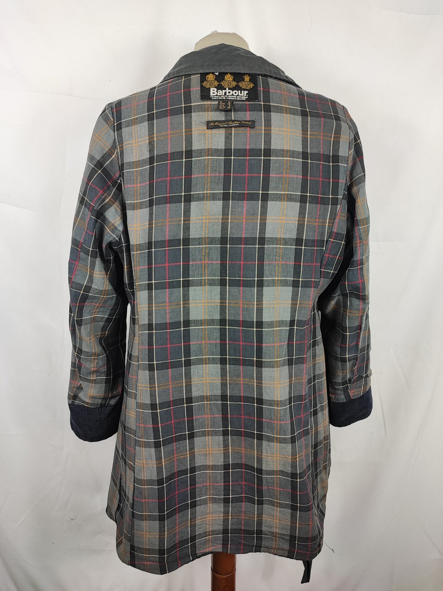Giacca Barbour Blu Newmarket mac cerato Donna Tg.40 Navy Wax Lady Jacket Size UK10 Small