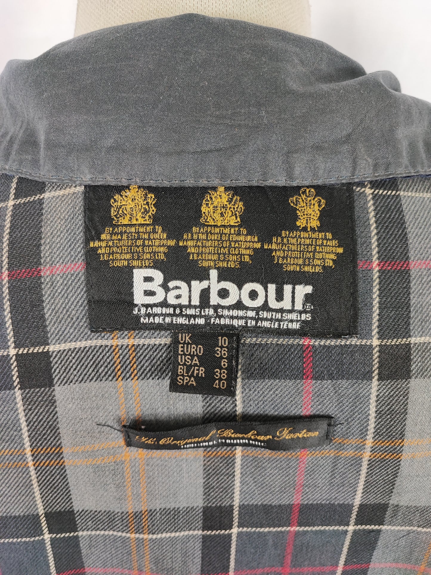 Giacca Barbour Blu Newmarket mac cerato Donna Tg.40 Navy Wax Lady Jacket Size UK10 Small