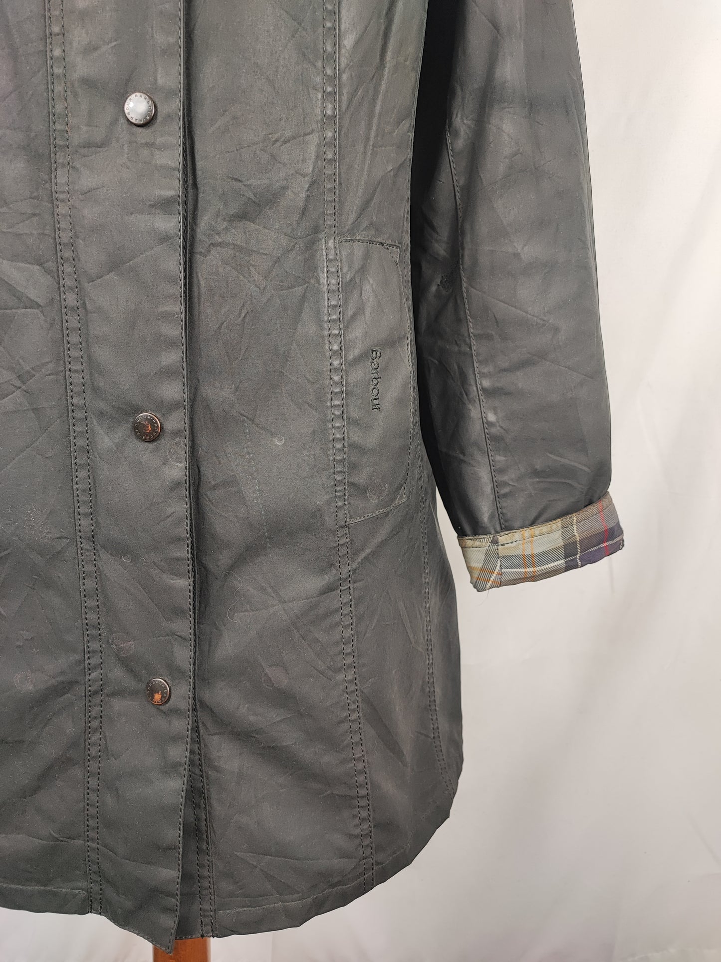 Giacca Barbour Belsay donna nero Uk12 tg. 42 ita Black Waxed Belsay Coat size UK12 size M