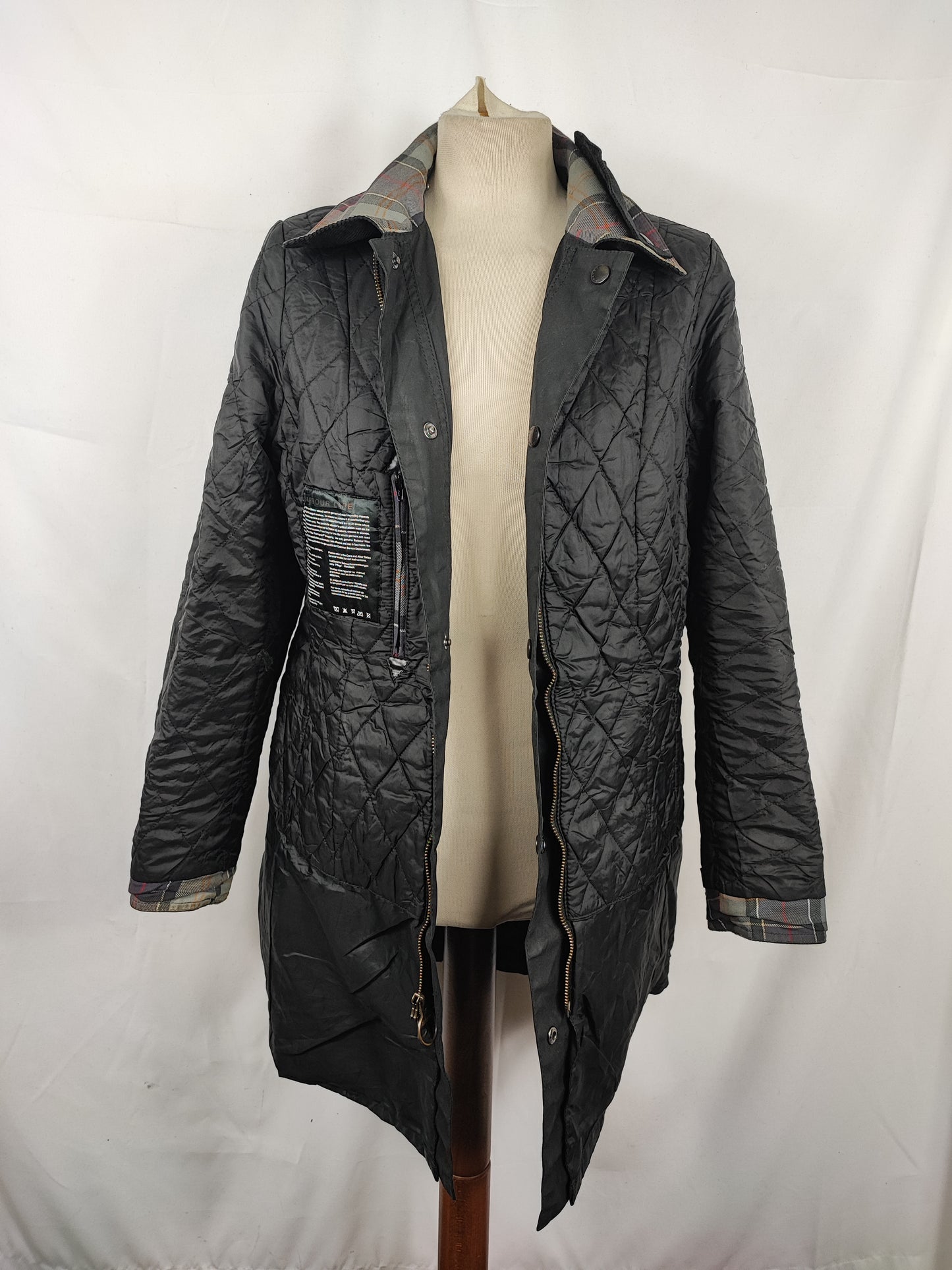 Giacca Barbour Belsay donna nero Uk12 tg. 42 ita Black Waxed Belsay Coat size UK12 size M