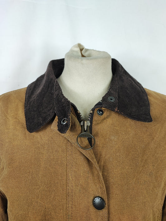 Barbour beige da donna Newmarket UK 12 tg.42 Beige wax Newmarket lady coat size uk12