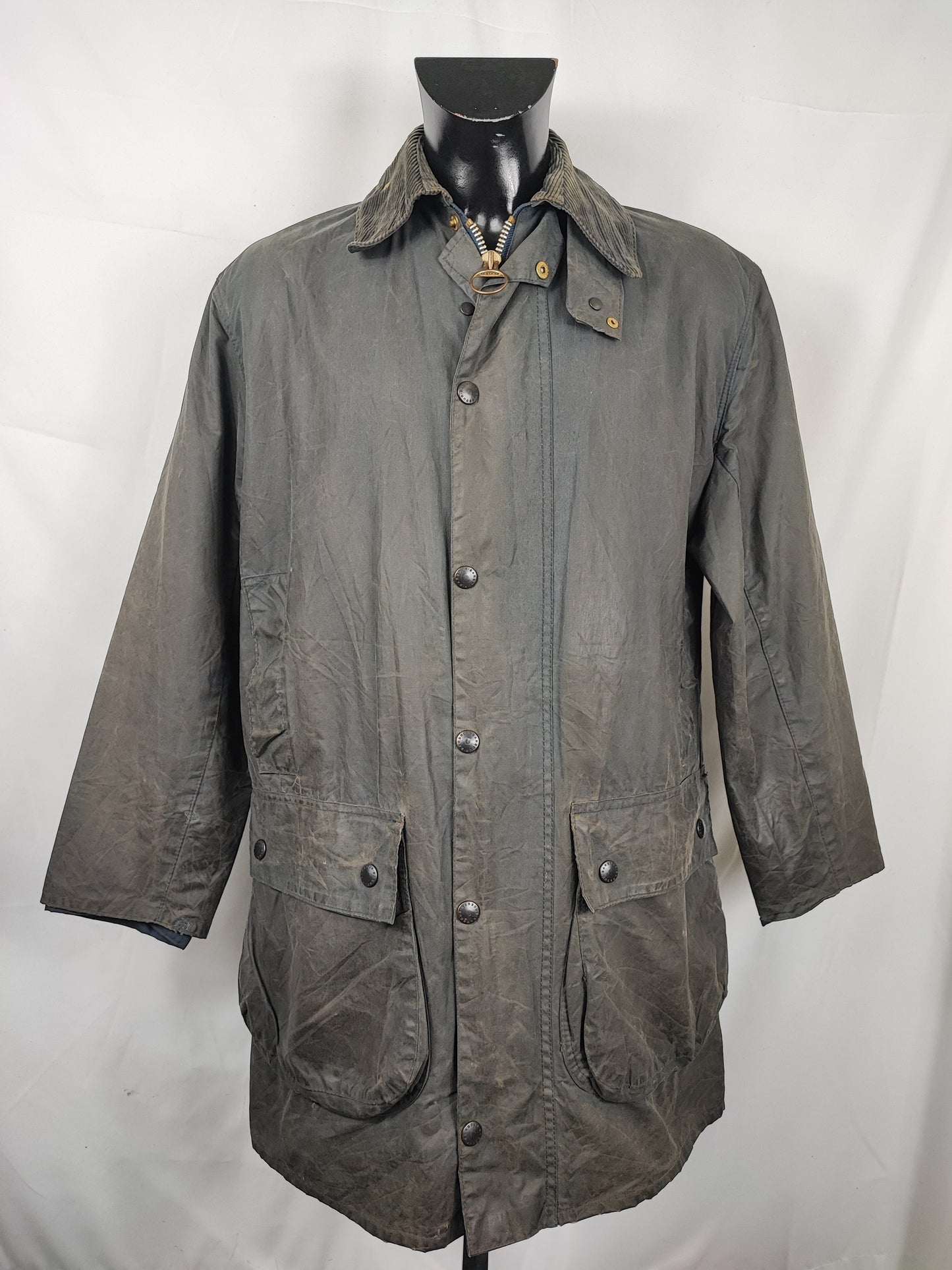 Giacca Barbour Unisex Border Blu C38/97cm Medium tg.48 - Navy Wax Border vintage Jacket C38