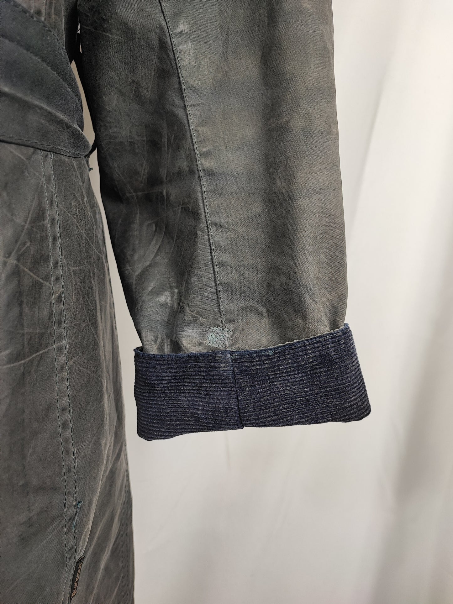 Giacca Barbour Blu Newmarket mac cerato Donna Tg.40 Navy Wax Lady Jacket Size UK10 Small