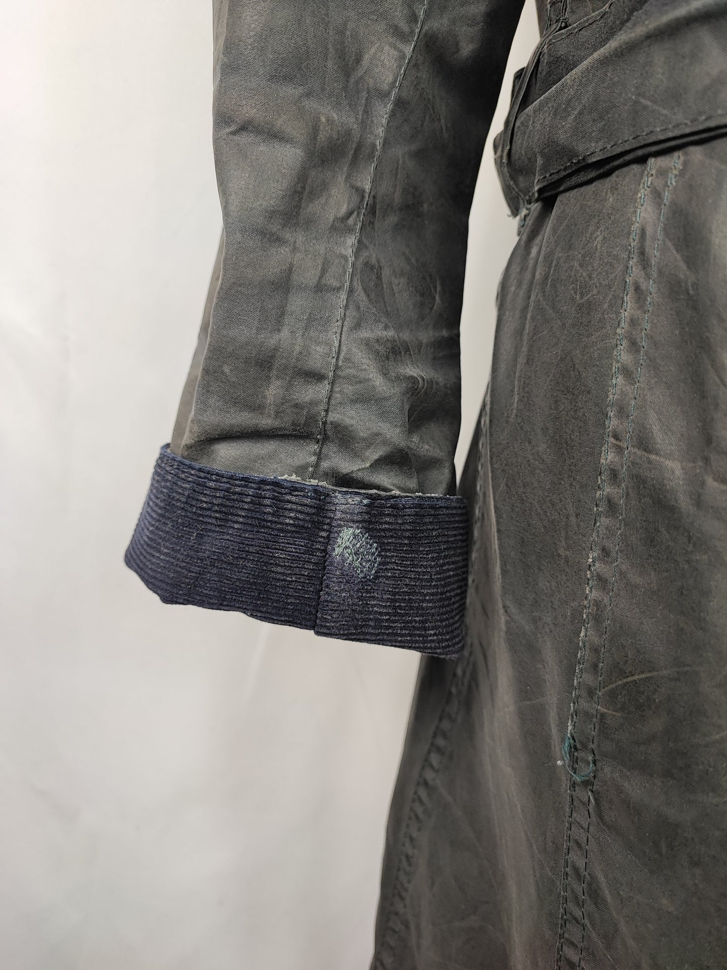 Giacca Barbour Blu Newmarket mac cerato Donna Tg.40 Navy Wax Lady Jacket Size UK10 Small