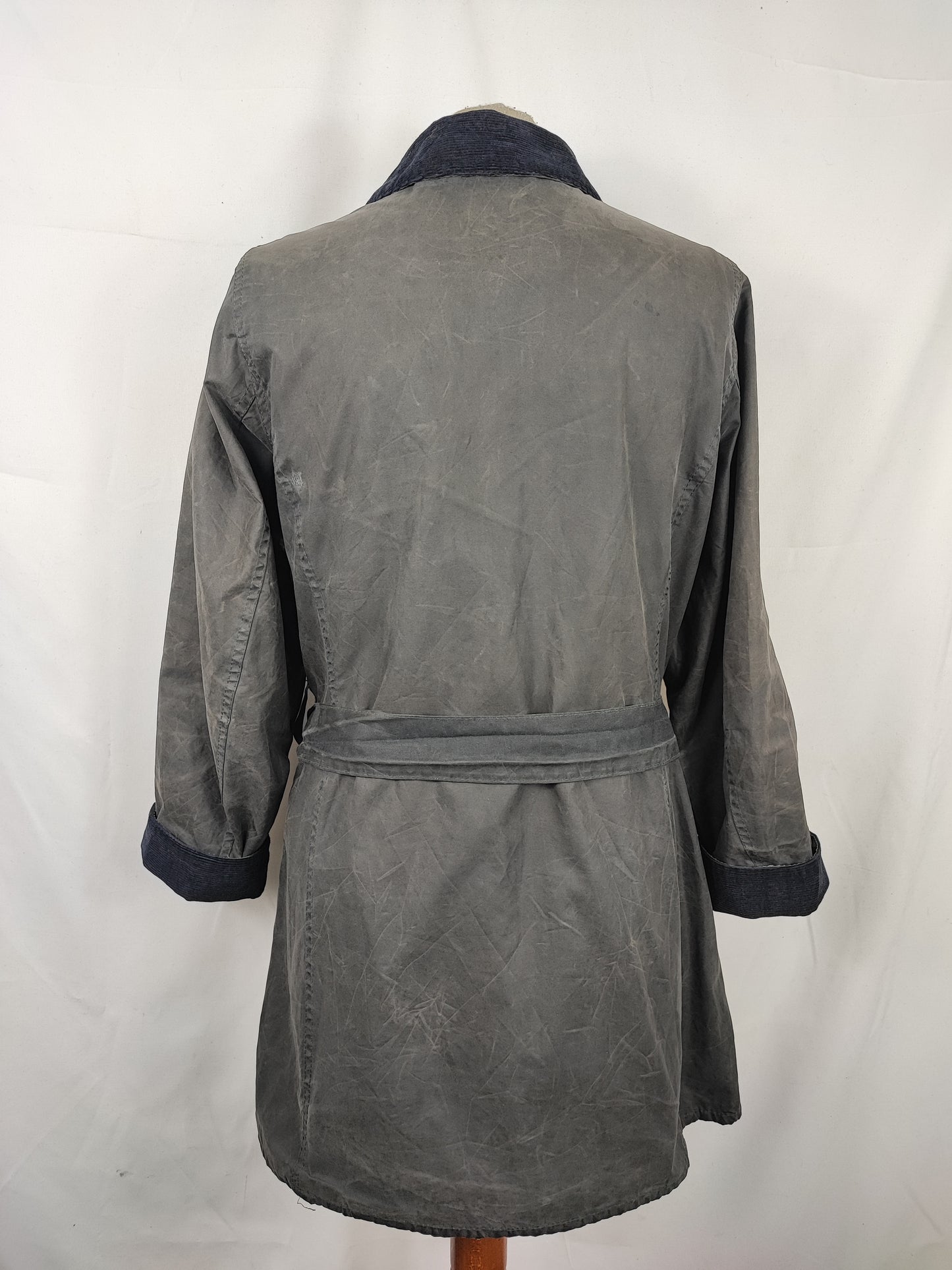 Giacca Barbour Blu Newmarket mac cerato Donna Tg.40 Navy Wax Lady Jacket Size UK10 Small