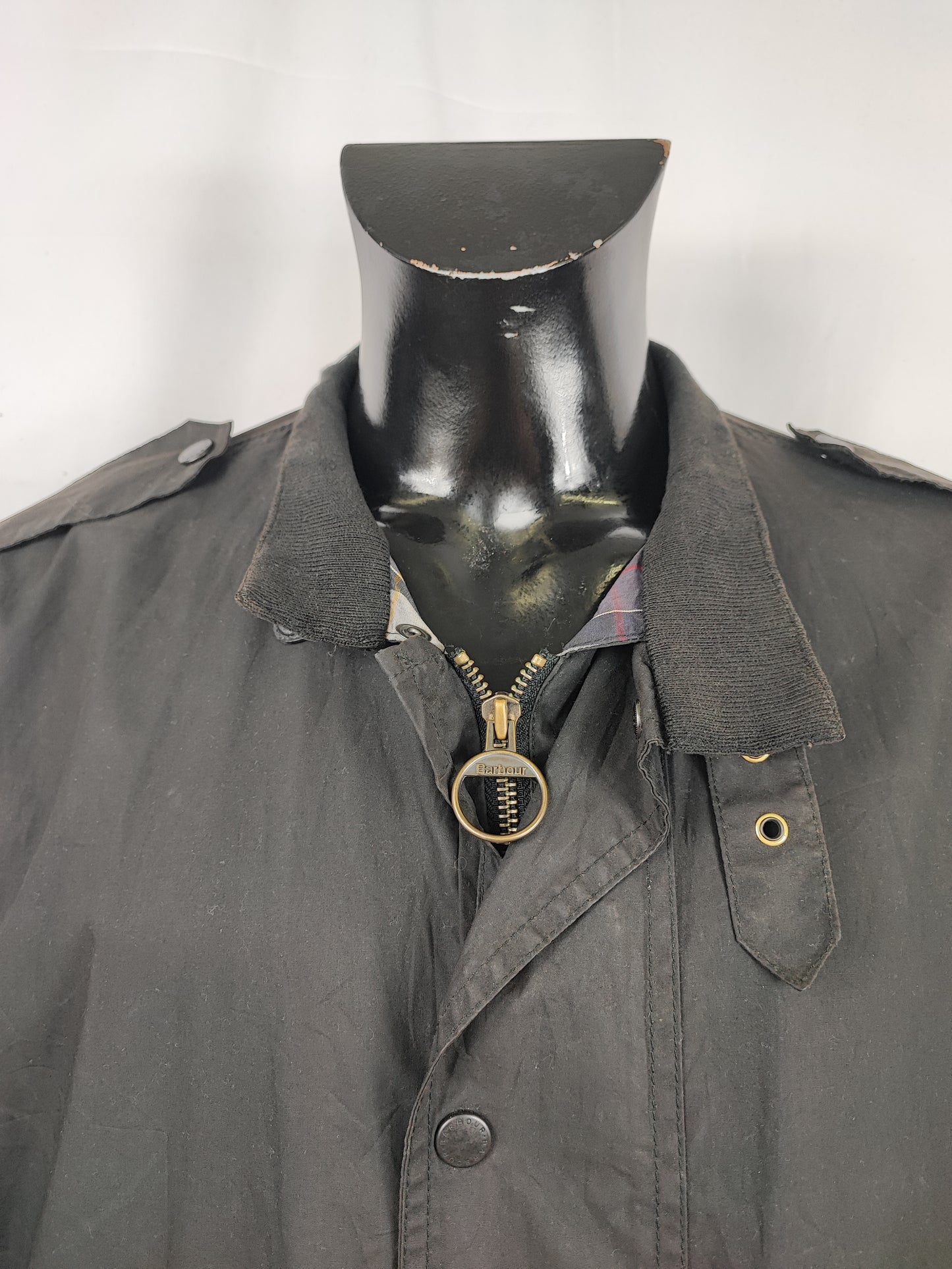 Bomber Barbour cerato leggero Nero Large- Man Black Flyweight Wax flyer Jacket Size L