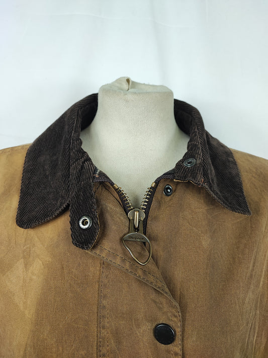 Barbour beige da donna Newmarket UK 14 tg.44 Beige wax Newmarket lady coat size uk14