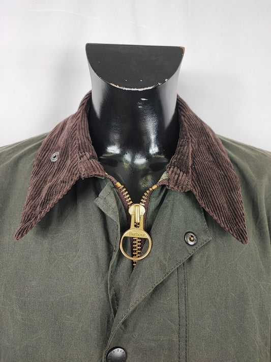 Barbour Uomo Border vintage verde Cerato C44/112cm Green Border Wax Coat Large XLarge