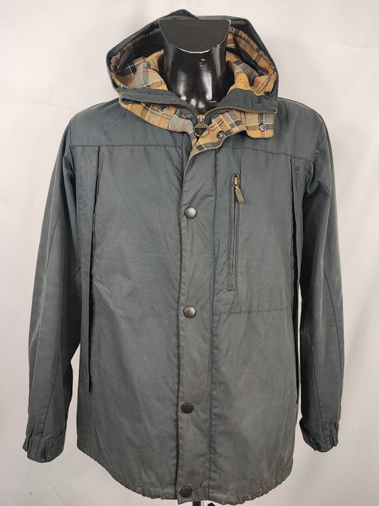 Giacca Barbour da uomo con cappuccio blu Large - Man Millom navy wax jacket size Large