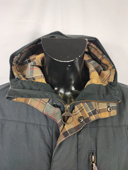Giacca Barbour da uomo con cappuccio blu Large - Man Millom navy wax jacket size Large
