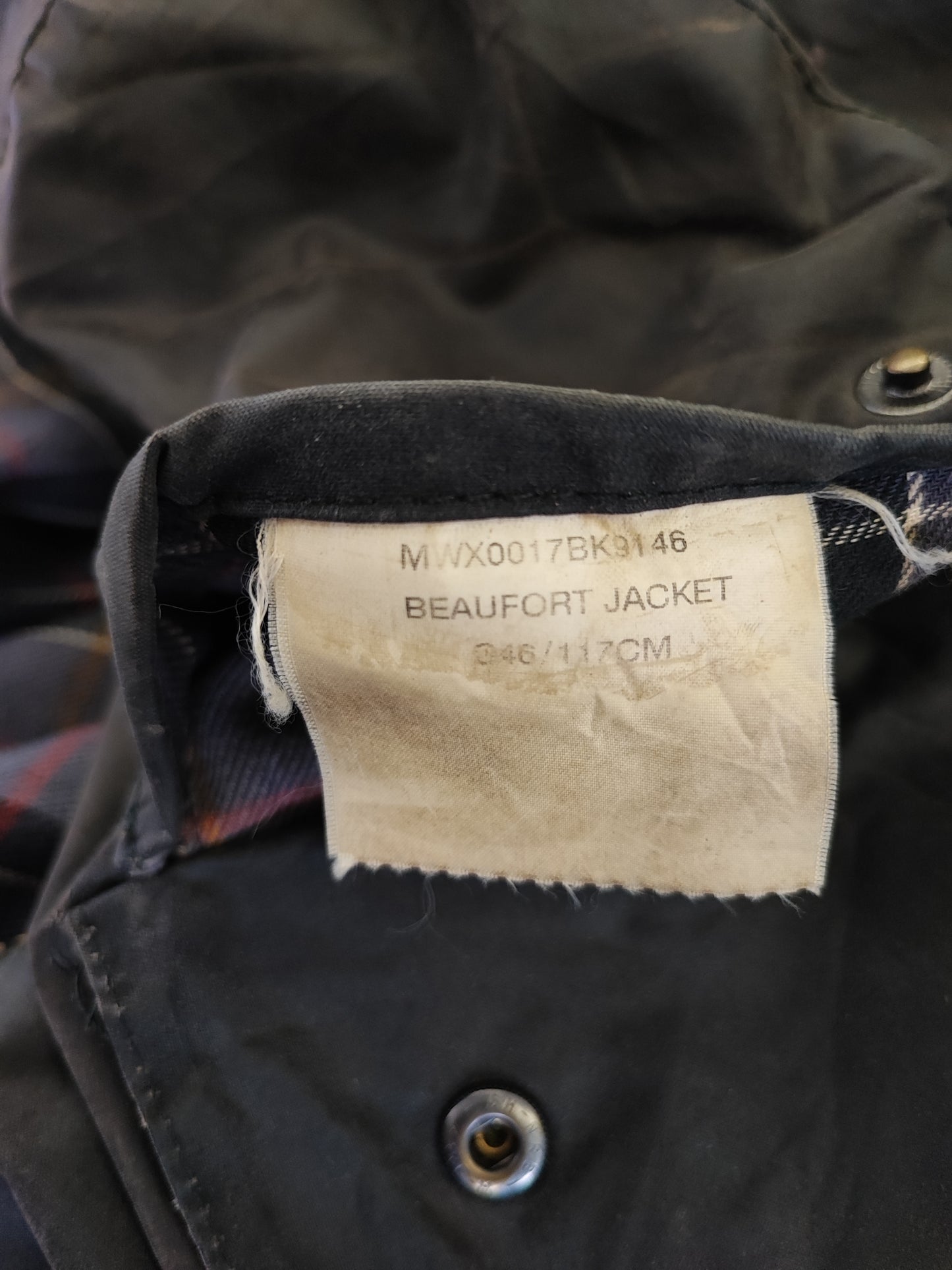 Barbour Giacca Beaufort vintage nero C46/117cm - Man Black Beaufort Waxed jacket XL