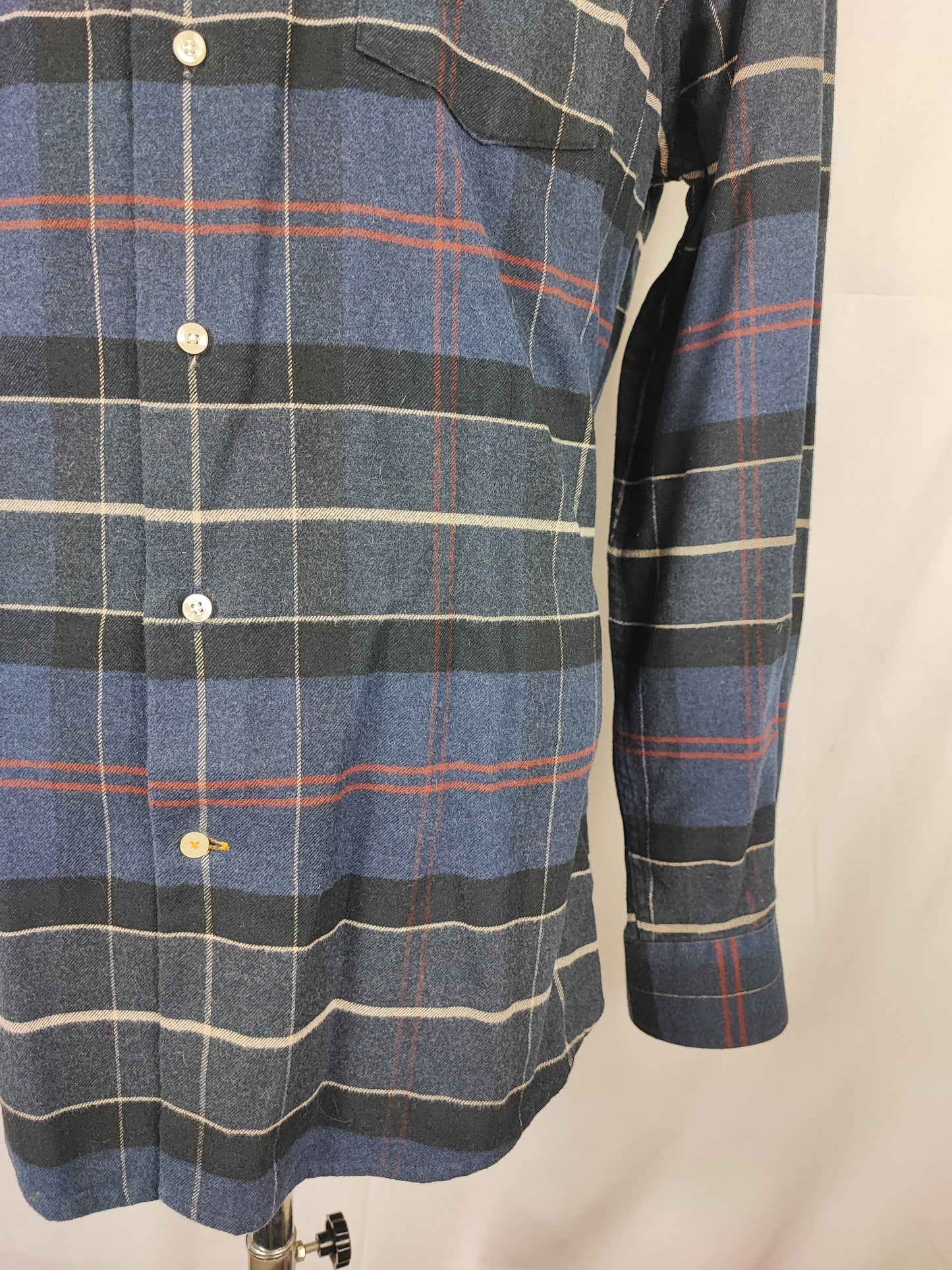 Camicia Barbour da uomo in caldo cotone blu fantasia tartan taglia Medium