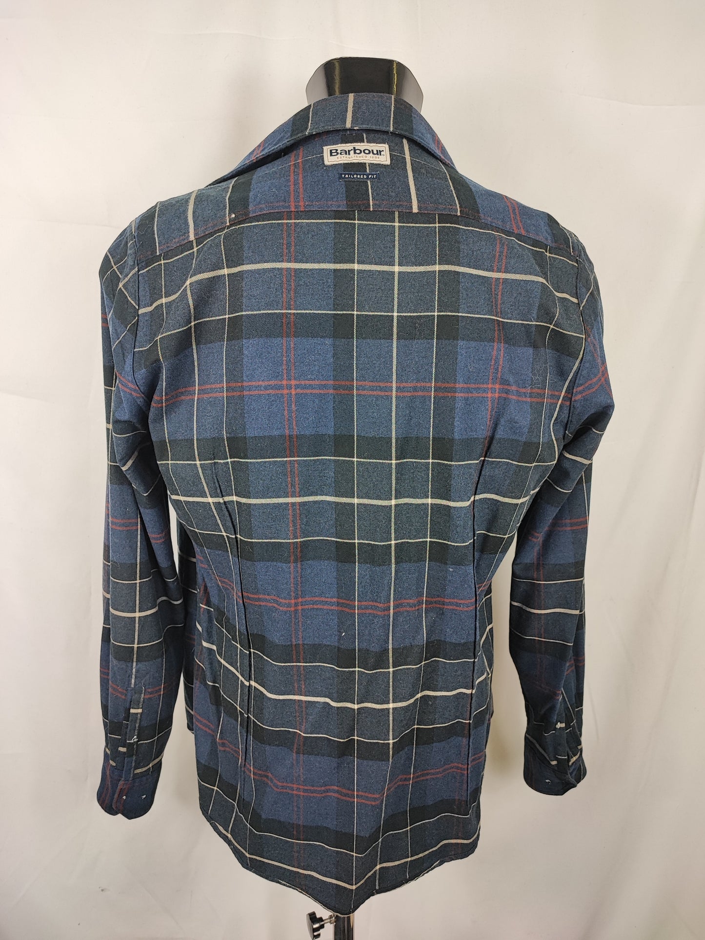 Camicia Barbour da uomo in caldo cotone blu fantasia tartan taglia Medium