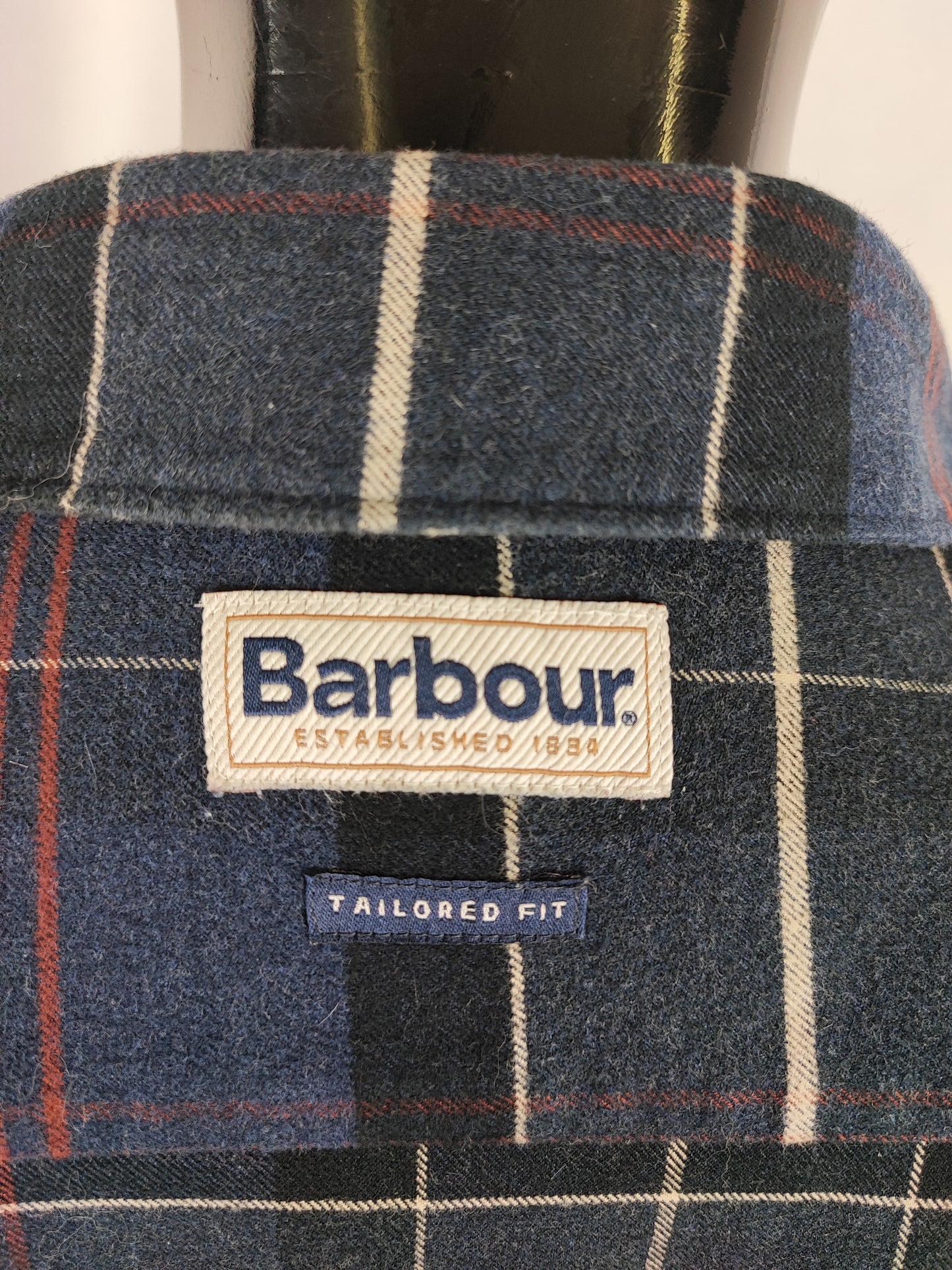 Camicia Barbour da uomo in caldo cotone blu fantasia tartan taglia Medium