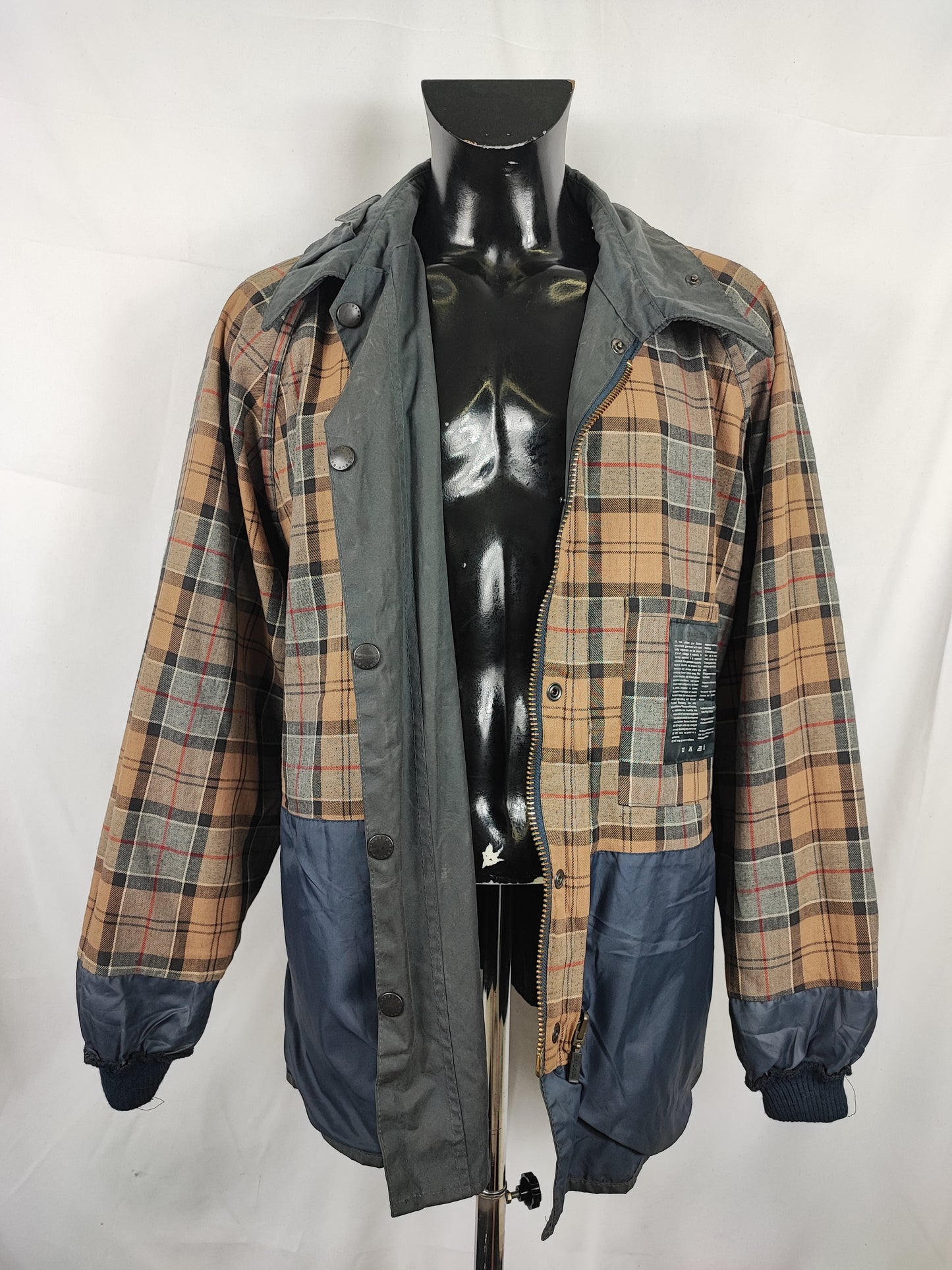 Barbour Bedale Uomo Vintage Blu C48/122cm Man Bedale waxed Navy jacket Size XL comoda