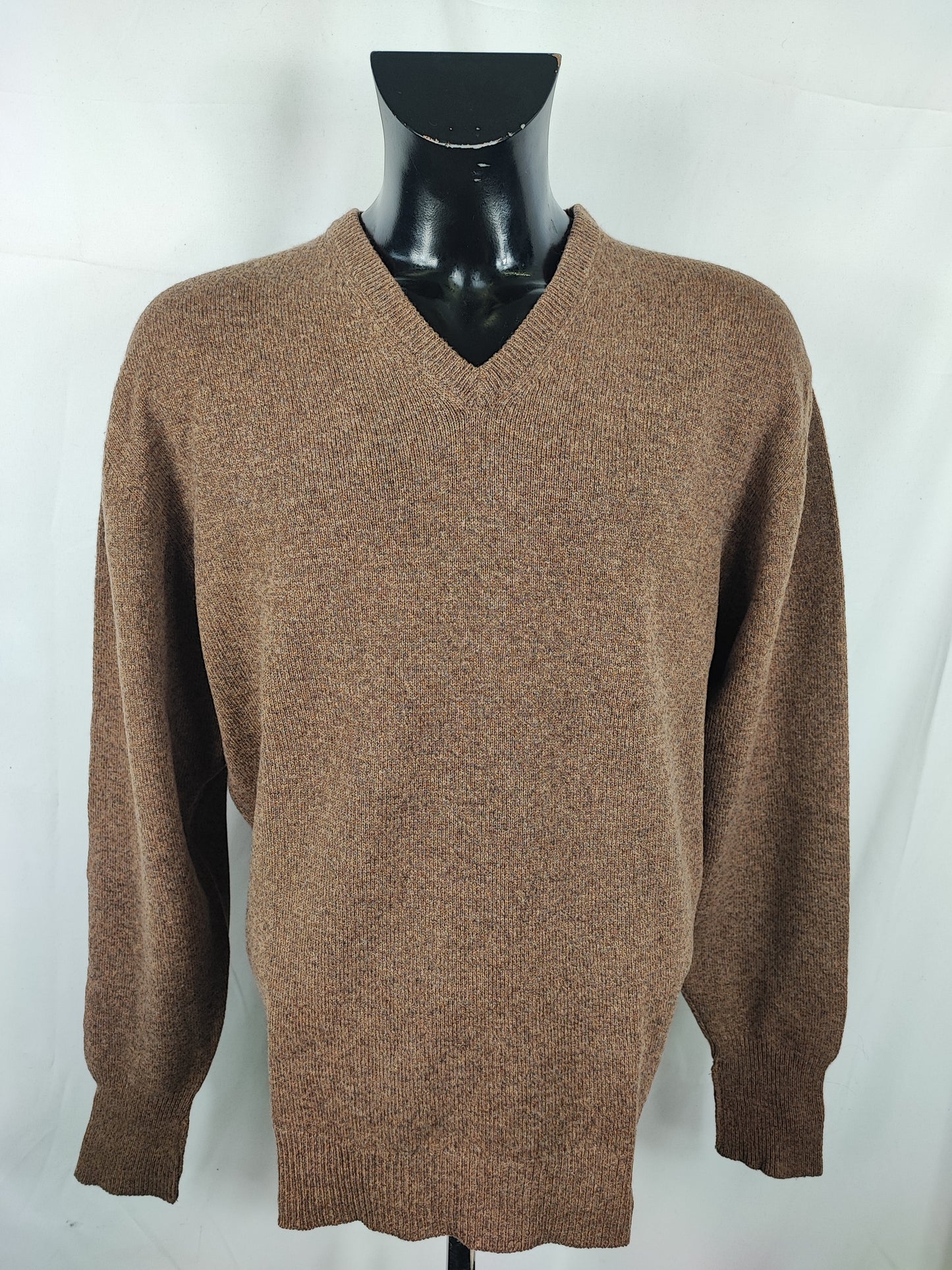 Maglione Barbour da uomo in lana Marrone Large-Man Brown Wool Jumper Size Large