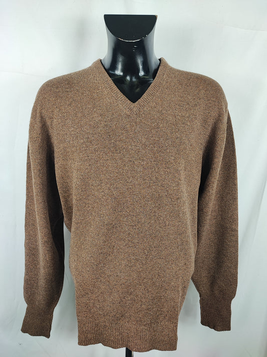 Maglione Barbour da uomo in lana Marrone Large-Man Brown Wool Jumper Size Large