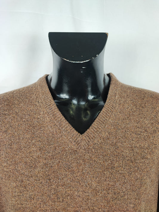 Maglione Barbour da uomo in lana Marrone Large-Man Brown Wool Jumper Size Large