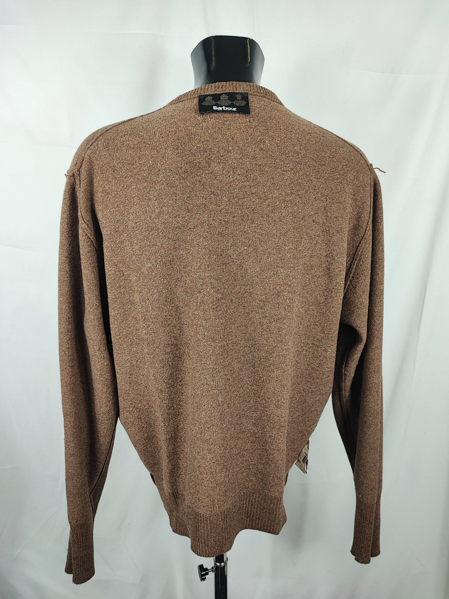 Maglione Barbour da uomo in lana Marrone Large-Man Brown Wool Jumper Size Large