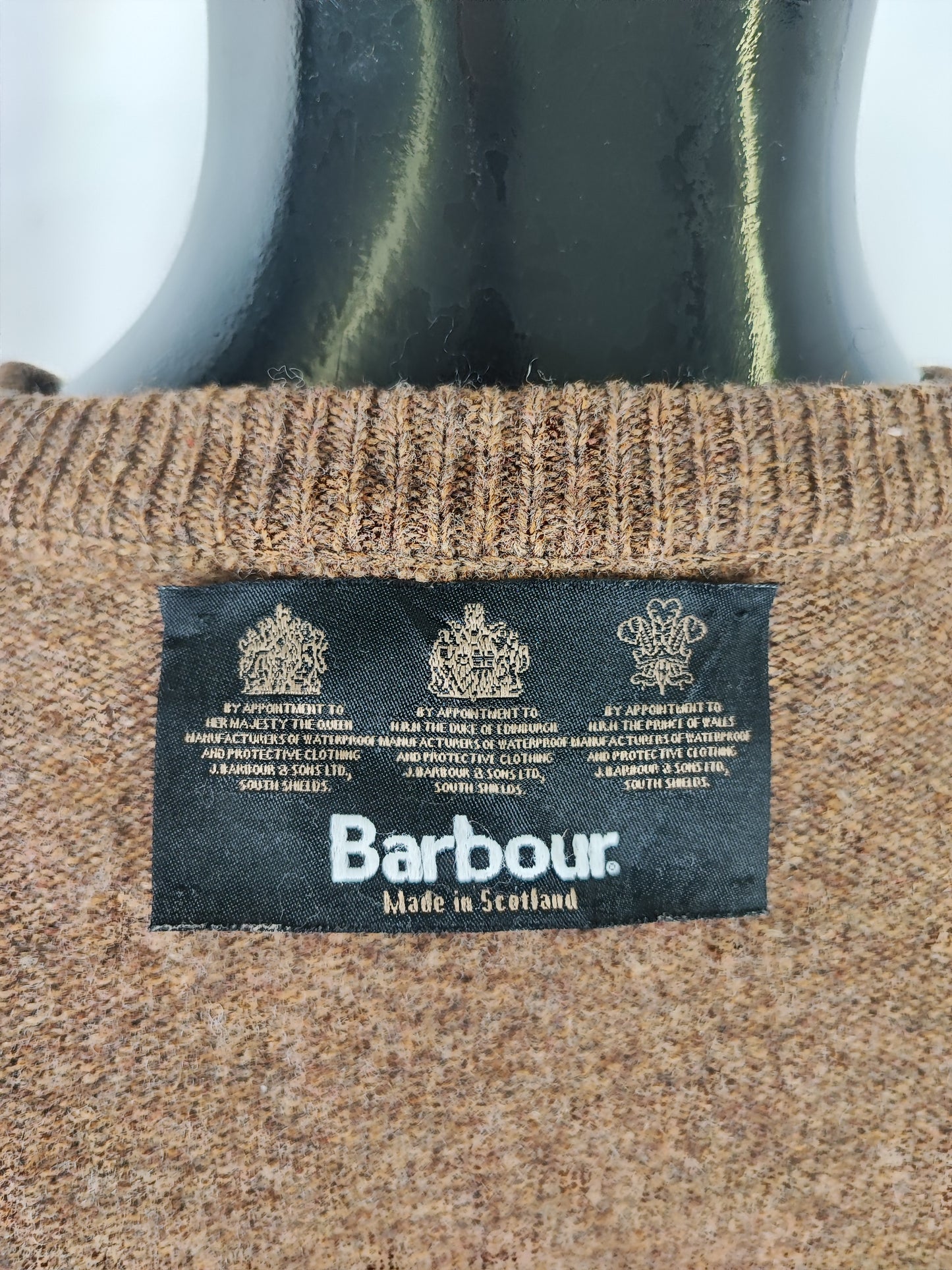 Maglione Barbour da uomo in lana Marrone Large-Man Brown Wool Jumper Size Large